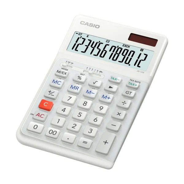 Калькулятор настольный 12 разрядов белый Casio (JE-12E-WE-WA-EP)