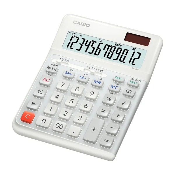 Калькулятор настольный 12 разрядов белый Casio (DE-12E-WE-WA-EP)