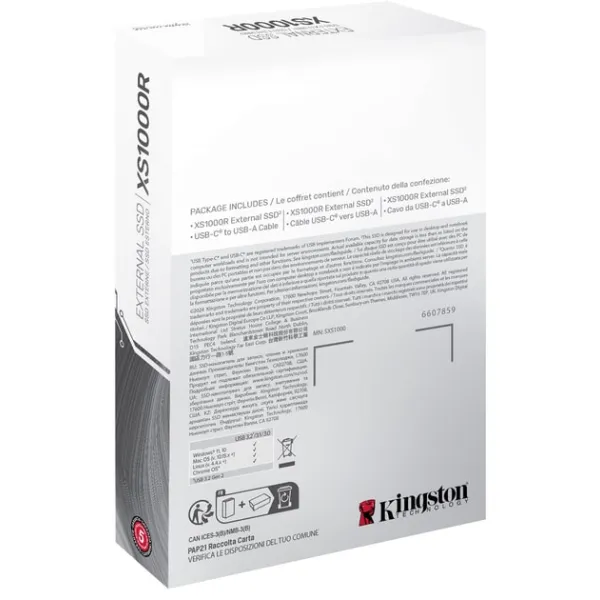Портативний SSD XS1000 1TB, USB 3.2, Type-C Kingston (SXS1000R/1000G) - Фото 2