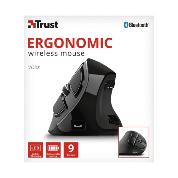 Мышь беспроводная Voxx Rechargeable Ergonomic черная Trust (23731_TRUST) - Фото 8