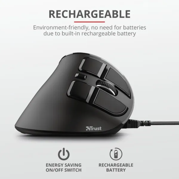 Мышь беспроводная Voxx Rechargeable Ergonomic черная Trust (23731_TRUST) - Фото 9