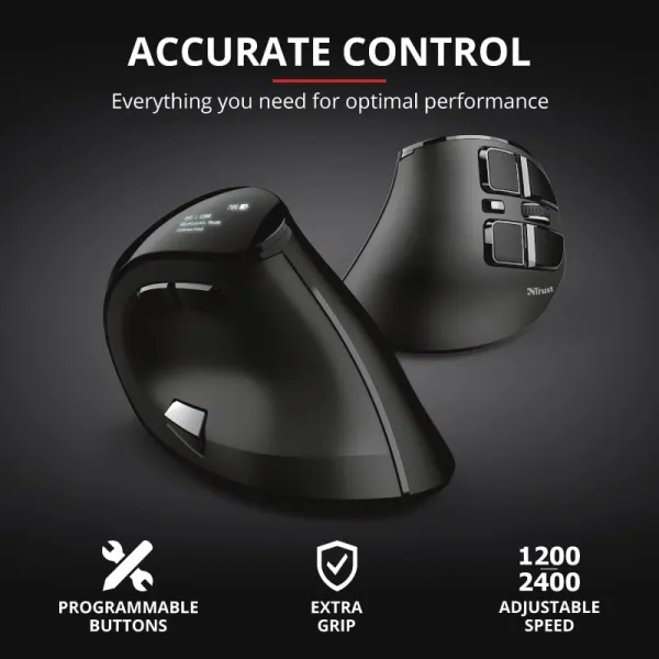 Мышь беспроводная Voxx Rechargeable Ergonomic черная Trust (23731_TRUST) - Фото 13