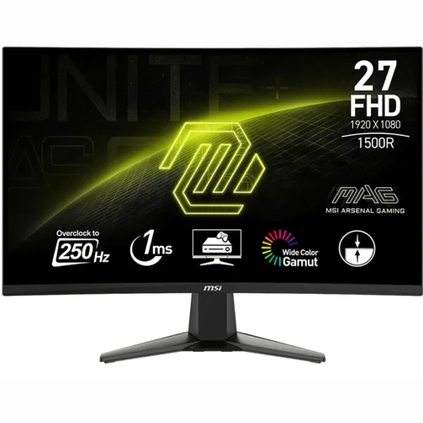 Монітор 27" MAG 27C6X 2xHDMI, DP, USB-C, 2xUSB, Audio, VA, 250Hz, 1ms, sRGB 99%, CURVED, AdaptiveSync MSI (9S6-3CE01M-002)