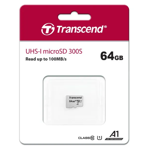 Карта памяти microSD 64GB C10 UHS-I Transcend (TS64GUSD300S) - Фото 1