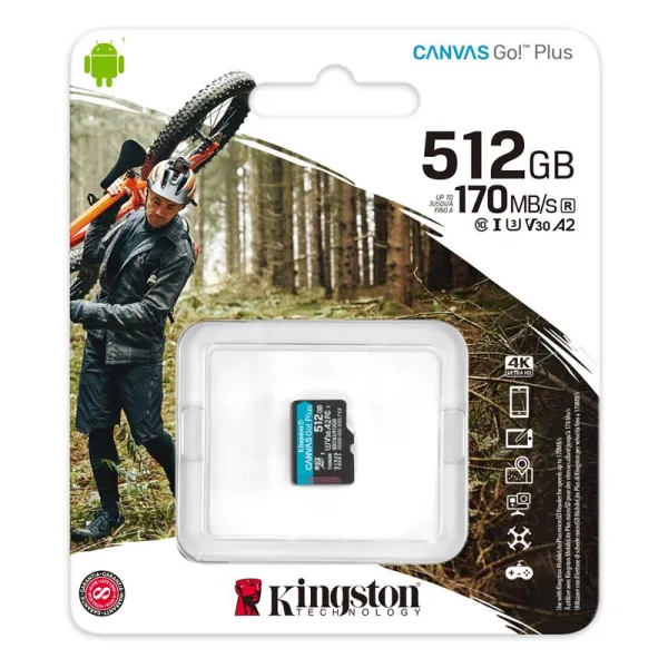 Карта памяти microSD 512GB C10 UHS-I U3 A2 Kingston (SDCG3/512GBSP) - Фото 2