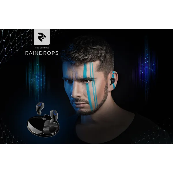 Наушники беспроводные RainDrops True Mic чёрные 2E (2E-EBTWRDBK) - Фото 3