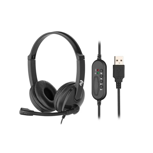 Гарнитура ПК стерео USB On-ear omni-mic 2м чёрная 2E (2E-CH12SU)