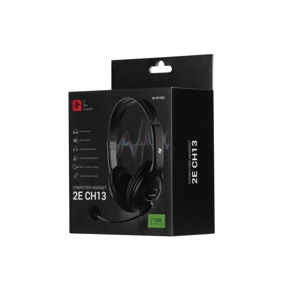 Гарнитура ПК стерео Over-ear mini-jack omni-mic 1.2м чёрная 2E (2E-CH13SJ) - Фото 4