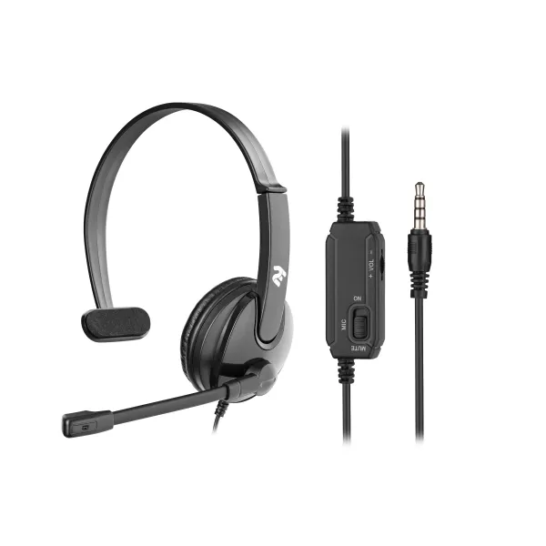 Гарнитура ПК моно On-ear mini-jack omni-mic 1.2м чёрная 2E (2E-CH12MJ)
