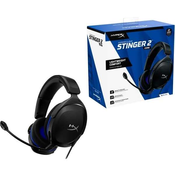 Гарнитура Cloud Stinger 2 Core PS5/PS4 mini-jack чёрно-синяя HyperX (6H9B6AA) - Фото 4