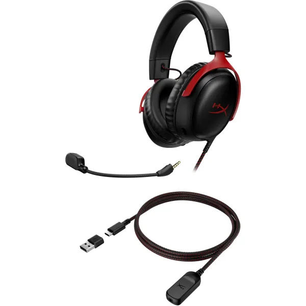 Гарнитура игровая mini-jack/USB-A/USB-C Cloud III чёрно-красная HyperX (727A9AA) - Фото 6