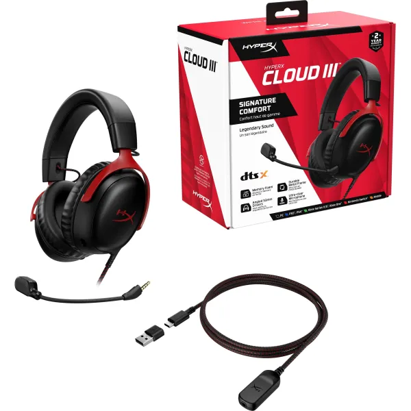 Гарнитура игровая mini-jack/USB-A/USB-C Cloud III чёрно-красная HyperX (727A9AA) - Фото 11