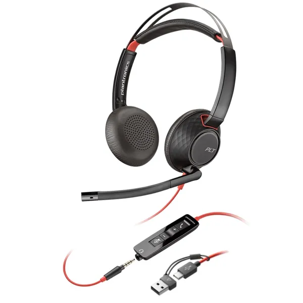 Гарнитура компьютерная стерео USB-A USB-C On-ear Blackwire 5220 3.5 мм чёрная Poly (8X231AA)