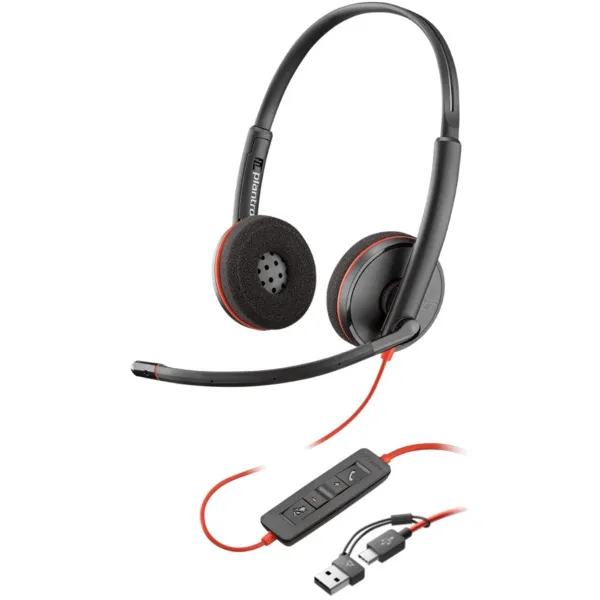 Гарнитура компьютерная стерео USB-A USB-C On-ear Blackwire 3220 чёрная Poly (8X228AA)