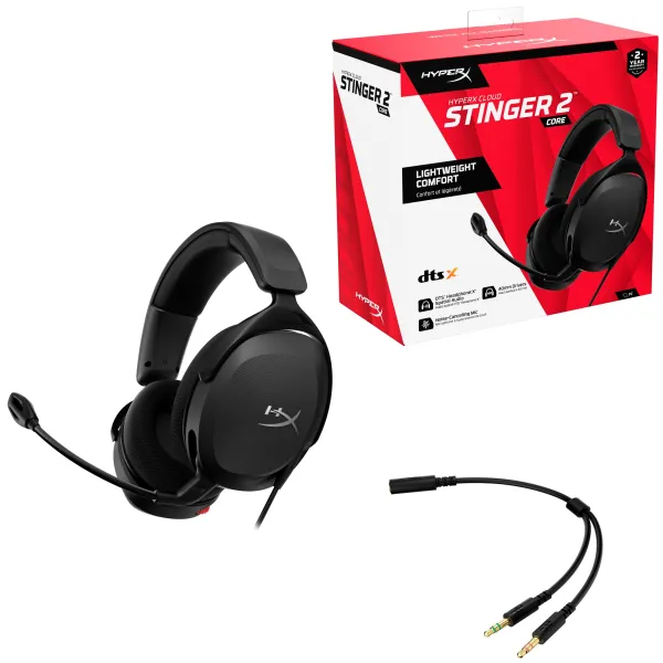 Гарнитура игровая Cloud Stinger 2 Core mini-jack/dual 3.5мм, 2м/0.15м чёрная HyperX (683L9AA) - Фото 4