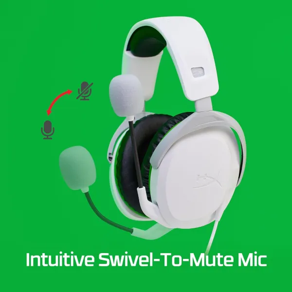 Гарнитура Cloud Stinger 2 Xbox mini-jack бело-зелёная HyperX (75X28AA) - Фото 4