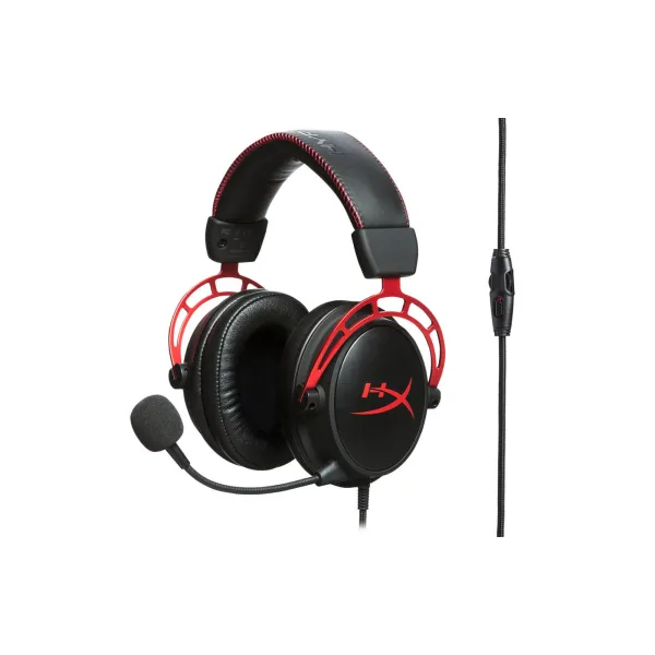 Гарнитура игровая Cloud Alpha mini-jack/dual 3.5мм 1.2м/2м чёрно-красная HyperX (4P5L1AM) - Фото 1