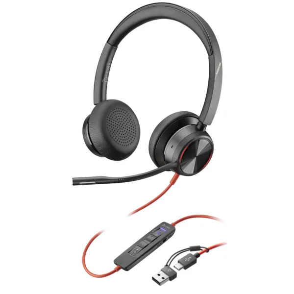 Гарнитура компьютерная стерео USB-A USB-C On-ear Blackwire 8225-M чёрная Poly (8X225AA)