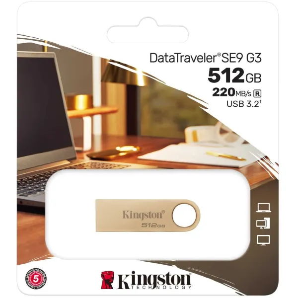 Накопитель USB 3.2 Type-A 512GB Gen1 DT SE9 G3 Kingston (DTSE9G3/512GB) - Фото 1