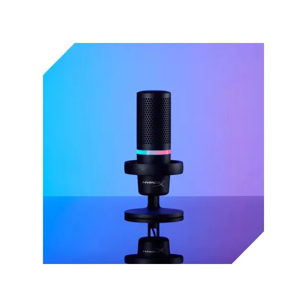 Микрофон USB-A геймерский, RGB, DuoCas, чёрный HyperX (4P5E2AA) - Фото 4