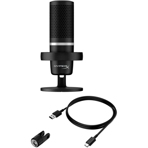 Микрофон USB-A геймерский, RGB, DuoCas, чёрный HyperX (4P5E2AA) - Фото 11