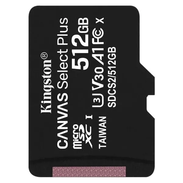 Карта памяти 512GB microSD C10 UHS-I U3 A1 Kingston (SDCS2/512GBSP)