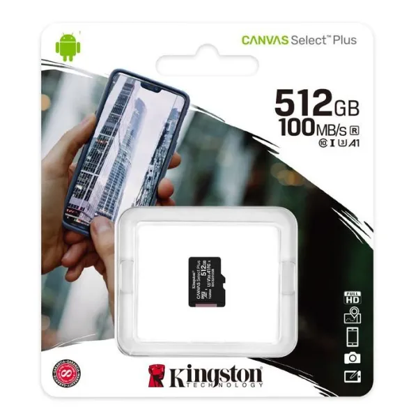 Карта памяти 512GB microSD C10 UHS-I U3 A1 Kingston (SDCS2/512GBSP) - Фото 3