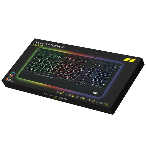 Клавиатура USB-A мембранная игровая KG320, EN/UA/RU, чёрная 2E (2E-KG320UB) - Фото 1