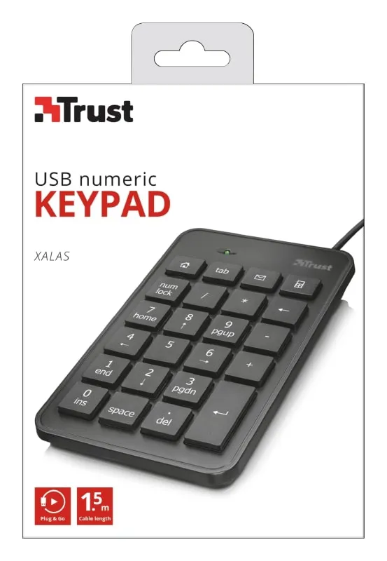 Клавіатура USB-A мембрана Xalas Numeric, чорна Trust (22221_TRUST) - Фото 2