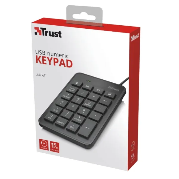Клавиатура USB-A мембранная Xalas Numeric, чёрная Trust (22221_TRUST) - Фото 1