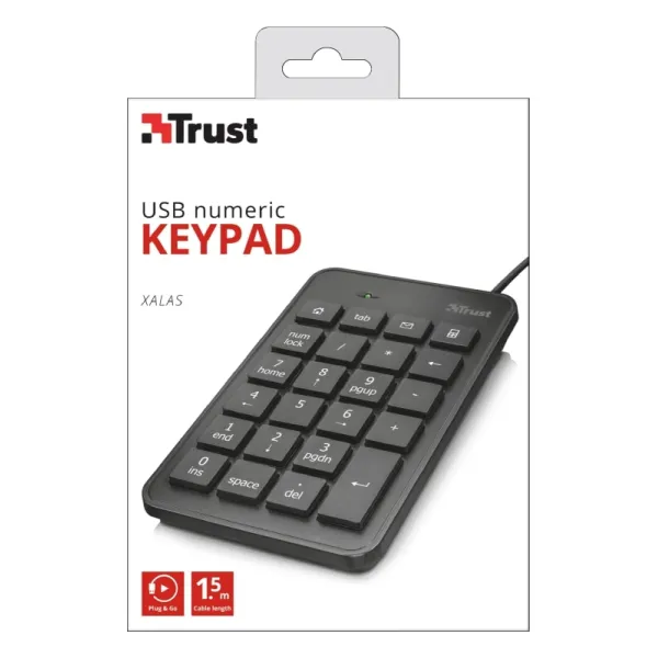 Клавиатура USB-A мембранная Xalas Numeric, чёрная Trust (22221_TRUST) - Фото 2
