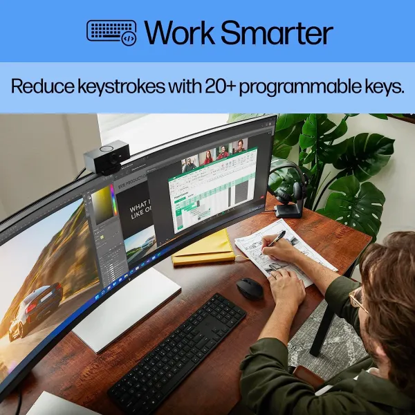 Клавиатура беспроводная мембранная 450 Programmable, EN/UK, чёрная HP (4R184AA) - Фото 4