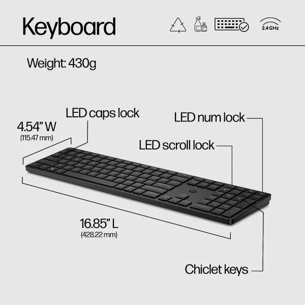 Клавиатура беспроводная мембранная 450 Programmable, EN/UK, чёрная HP (4R184AA) - Фото 10