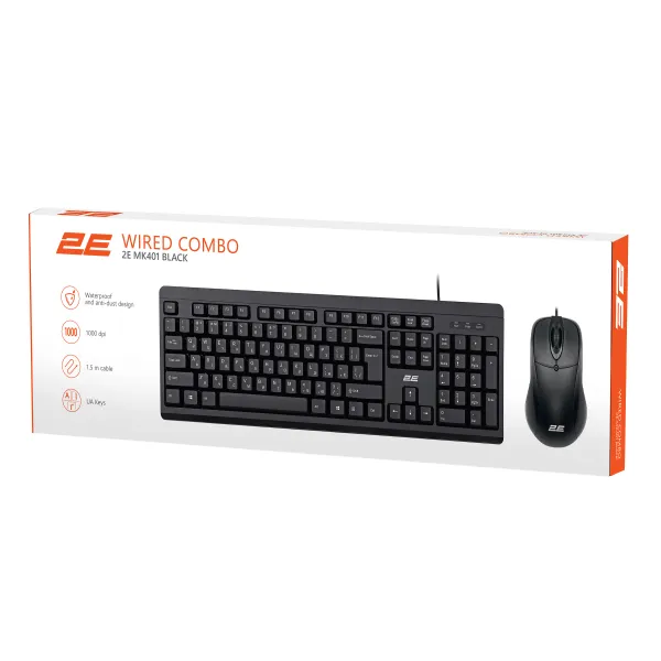 Комплект клавиатура и мышь USB-A MK401 EN/UK чёрный 2E (2E-MK401UB_UA) - Фото 4