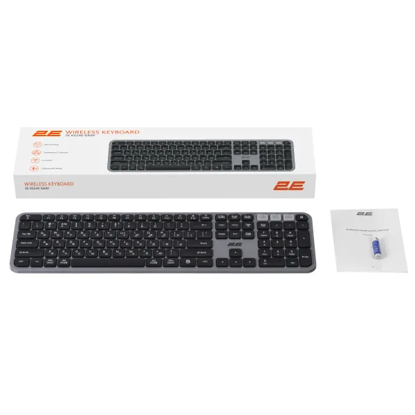 Клавиатура беспроводная WL/BT мембранная KS240, EN/UK, серо-чёрная 2E (2E-KS240WG_UA) - Фото 9