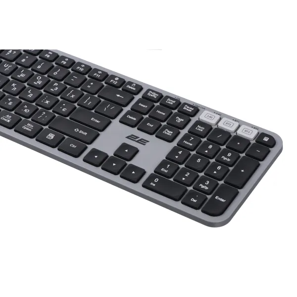 Комплект клавіатура та миша бездротовий WL/BT MK440 EN/UK чорний із сірим 2E (2E-MK440WBGR_UA) - Фото 5