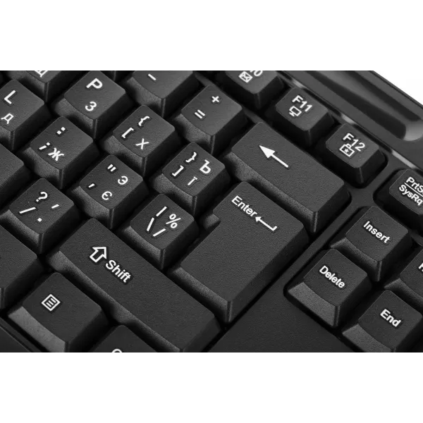 Клавиатура USB-A мембранная KM1040, EN/UK/RU, чёрная 2E (2E-KM1040UB) - Фото 1