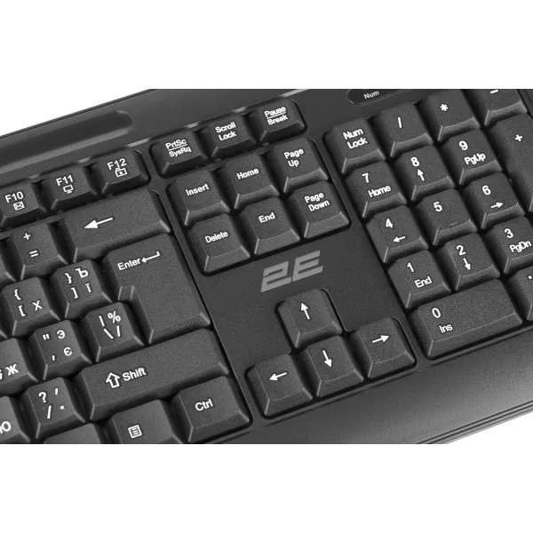 Клавиатура USB-A мембранная KM1040, EN/UK/RU, чёрная 2E (2E-KM1040UB) - Фото 2