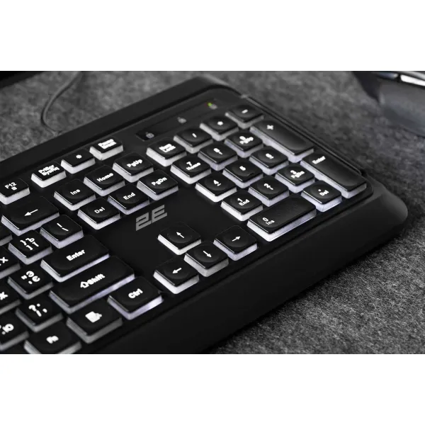 Клавиатура USB-A мембранная KS120, EN/UK/RU, чёрная 2E (2E-KS120UB) - Фото 2