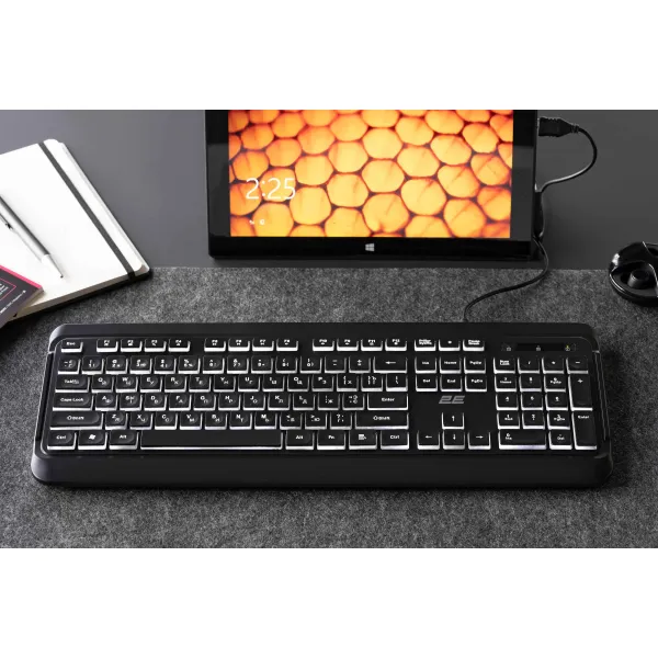 Клавиатура USB-A мембранная KS120, EN/UK/RU, чёрная 2E (2E-KS120UB) - Фото 4