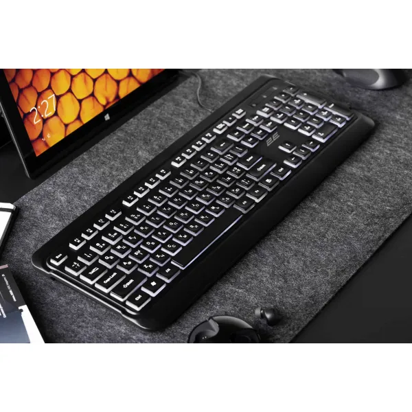 Клавиатура USB-A мембранная KS120, EN/UK/RU, чёрная 2E (2E-KS120UB) - Фото 5