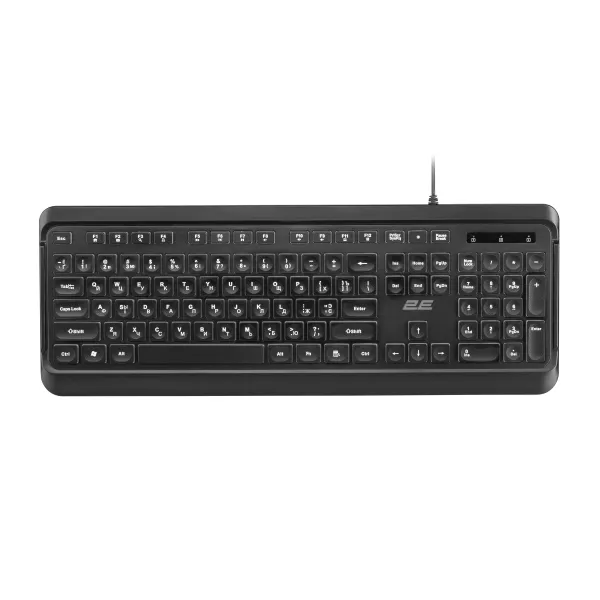 Клавиатура USB-A мембранная KS120, EN/UK/RU, чёрная 2E (2E-KS120UB)