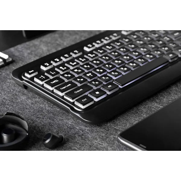 Клавиатура USB-A мембранная KS120, EN/UK/RU, чёрная 2E (2E-KS120UB) - Фото 9