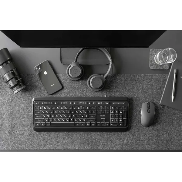 Клавиатура USB-A мембранная KS120, EN/UK/RU, чёрная 2E (2E-KS120UB) - Фото 11