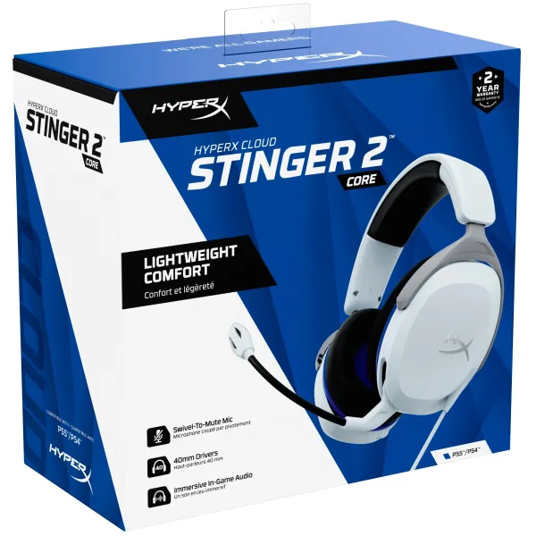 Гарнитура Cloud Stinger 2 Core PS5/PS4 mini-jack бело-синяя HyperX (6H9B5AA) - Фото 2