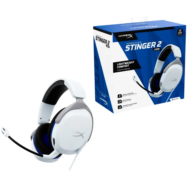 Гарнитура Cloud Stinger 2 Core PS5/PS4 mini-jack бело-синяя HyperX (6H9B5AA) - Фото 3