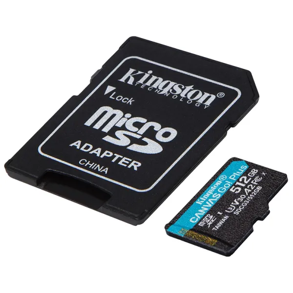 Карта пам'яті 512GB microSD C10 UHS-I U3 A2 R170/W90MB/s + SD Kingston (SDCG3/512GB) - Фото 1