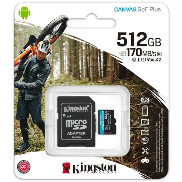 Карта пам'яті 512GB microSD C10 UHS-I U3 A2 R170/W90MB/s + SD Kingston (SDCG3/512GB) - Фото 2