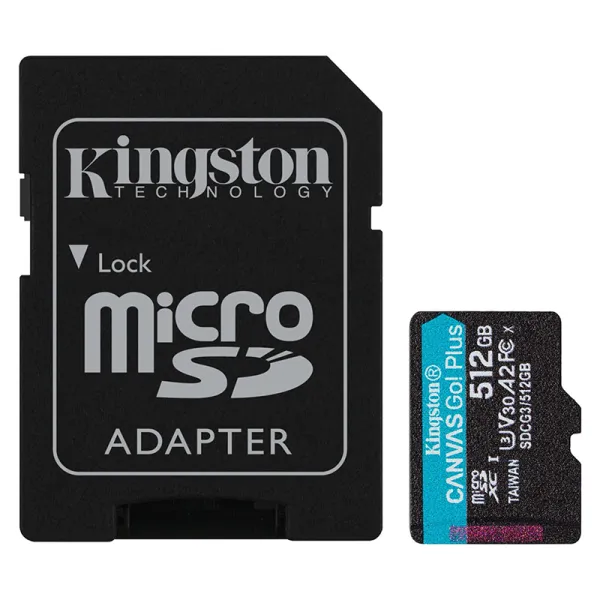Карта пам'яті 512GB microSD C10 UHS-I U3 A2 R170/W90MB/s + SD Kingston (SDCG3/512GB)