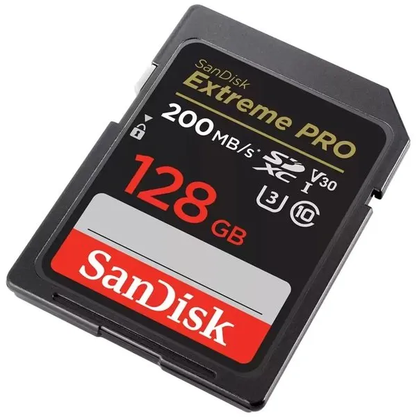 Карта памяти 128GB SD C10 UHS-I U3 R200/W90MB/s Extreme Pro V30 SanDisk (SDSDXXD-128G-GN4IN) - Фото 1